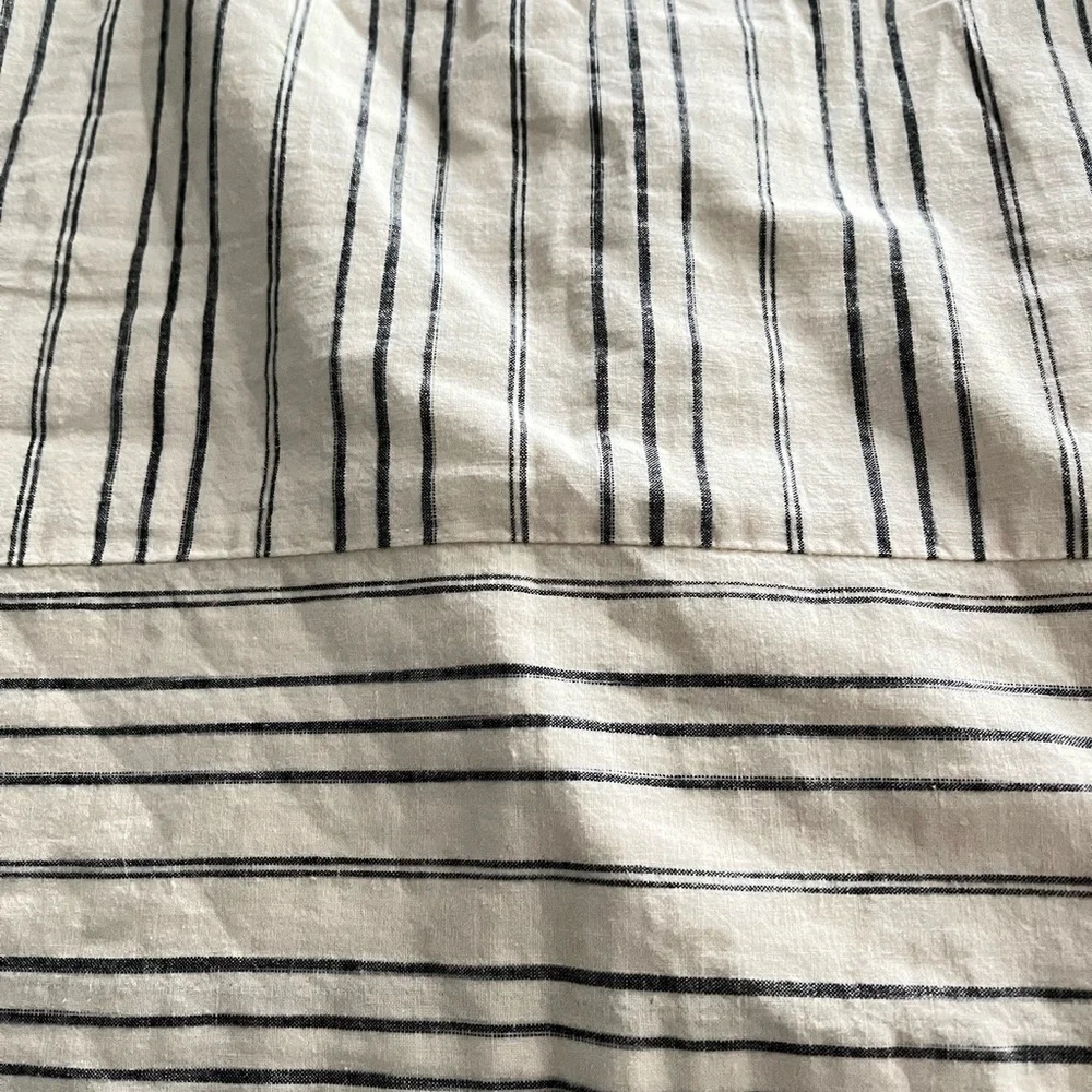 NWOT MADEWELL linen striped cream gray mini skirt lined size 00 new without tags